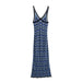 Women's Geometric Pattern Mesh Sling Long Dress Sleeveless Vintage Dresses