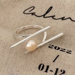 Silver Pearl Rings for Women & Couples Handmade Geometric Jewelry Gift