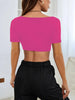 Women’s Cropped High-Stretch Knitted Short Tee For Casual Leisure Wear