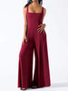 Fashionable Wide-Leg Knitted Jumpsuit With Sexy Suspender Straps