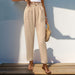 Women's High-Waisted Solid Color Casual Tapered Pants
