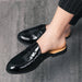 Half Shoes Men's Fashion Social Patent Leather Mules Slippers Casual Shoes