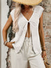 Hollow Out Short Sleeve Lace-Up Vacation Cardigan for Women