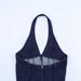 Women’s Backless Halter Denim Short Dress with Suspender Straps