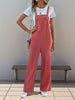 European & American Women’s Casual Long Overalls in Solid Color for Relaxed Style