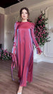 Women's Sparkling Glass Satin Middle East Design Elegant Flare Dress