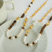 Freshwater Pearl & Tiger Eye Titanium Necklace – Pig Nose Chain Design