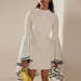 Temperament Spliced Ruffles Dresses Women O-Neck Butterfly Sleeve Dress