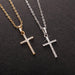 Gold Black Crystal Jesus Cross Pendant Necklace for Men & Women Jewelry