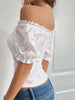 Women’s One-Shoulder Lace Slim Top with Hollow-Out Design and Navel Exposure for Evening Wear