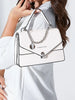 PU Leather Handbag with Chain and Detachable Shoulder Strap