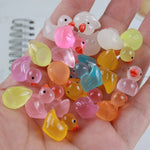 Resin Luminous Cartoon Duck Ornament Keychain and DIY Car Decoration
