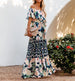 One-Shoulder Printed Long-Hem Maxi Dress for Women – European and American Style