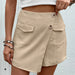 Women's High-Waisted Short Pocket Solid Color Skirt Pants