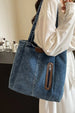 Medium Denim Tote Bag – Casual Women's Zipper Shoulder Bag