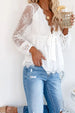 Long Sleeve Lace Embroidery Bow Tie Blouse For Elegant Feminine Dressing