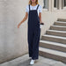 European & American Women’s Casual Long Overalls in Solid Color for Relaxed Style