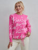 Women Round Neck Long Sleeve Sweater Patchwork Lace Up Knitting Pullover Sweaters