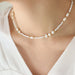 Women's Titanium Steel Glass Bead Pearl Necklace Jewelry