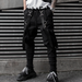 High Street Casual Pants Men's Fashion Black Ribbon Chic Sweatpants