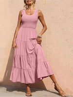 Women's Strap Top A-Line Swing Dress With Pleats And Spliced Detailing