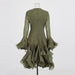 Elegant Ruffled Mid-Length Trumpet Sleeve Dress for Women