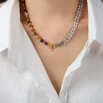 Titanium Steel Egg Yolk Stone Pendant Necklace for Women’s Jewelry