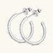 C-Hoop Earrings in 925 Sterling Silver with Inlaid Moissanite Stones
