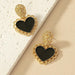 Black Epoxy Metal Heart Earrings Women's Enamel Vintage Fashion Jewelry