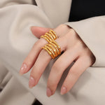 Titanium Steel Multi-Layered Ring for Women – Stackable Statement Style