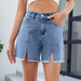 Women's Frayed Edge Denim Shorts with Side Slits