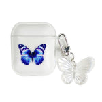 Painted Blue Butterfly Pendant Earphone Case Airpods 2 Transparent Soft Case