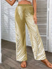 Fashion Striped Leaf Printed Wide Leg Pants for Women’s Relaxed Chic Style