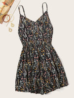 Vacation Style Women’s Floral Camisole Jumpsuit With Flowy Fit And Bright Colors