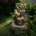 Solar Resin Duck Garden Fountain with LED Squirrel Design Outdoor Decoration