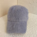 Winter Soft Imitation Fur Baseball Cap – Solid Color Warm Outdoor Casual Cap