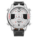 Men’s Sports Watch - Quartz Analog-Digital Wristwatch with Leather Strap