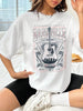 Casual Women’s Graphic Guitar Print T-Shirt With Half Sleeves And Round Neck