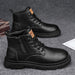 Men's British Style Retro Side-Zip Martin Boots for Autumn Casual Wear