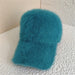 Winter Soft Imitation Fur Baseball Cap – Solid Color Warm Outdoor Casual Cap