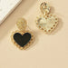 Black Epoxy Metal Heart Earrings Women's Enamel Vintage Fashion Jewelry