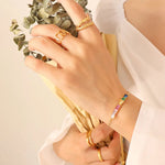 Women's Contrast Zircon Titanium Steel Bracelet for Stylish Statement Wear
