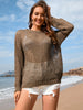 Women’s Solid Color Knitted Love Beach Hoodie With Round Neck Lightweight Design