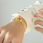 Women's Titanium Steel Bracelet with Delicate Cutout Heart Detailing