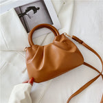 Cloud Bag Messenger Fashion Pleated Small Bag Simple Wooden Handle Handbag