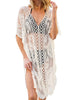 Lace V-Neck Cover-Up with Half Sleeves for Layered Beach Style