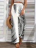 Fashion Striped Leaf Printed Wide Leg Pants for Women’s Relaxed Chic Style