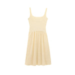 Square-Neck Mid-Length Suspender Dress with Backless Textured Finish