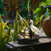 Solar Resin Duck Garden Fountain with LED Squirrel Design Outdoor Decoration