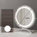 Round Black Dressing Table Makeup Mirror with Desktop LED Light